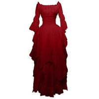 FESFESFES haljine s dugim rukavima za žene okrugla vrat Cosplay haljina casual baš stranke u boji Maxi