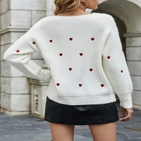COGILD Womens Heart V Projekteri Ležerne prilike Ležerne veze sa dugim rukavima Klintni pulover Duks vrh