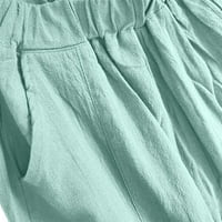 Ležerne pantalone za žene dame casual pamučne labave pantalone sa elastičnim strukom labave cvjetače pamučno posteljina zelena