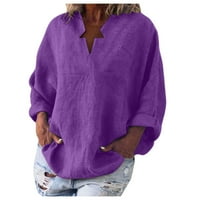 V rect T majice za žene Loop Fit Fizres Dugi rukavi Modni blusi Čvrsti pulover vrhovi TEES TOP HIP Fall