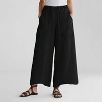 Gathrrgyp ženske hlače, dame čvrste boje elastične struk pamučne i posteljine velike džepove casual