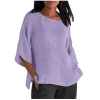 MLQIDK ženska gaza vrhovi ljetne majice COLL CALW CREW Plus size Vintage majica Casual labava bluza