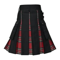 Hupta pantalone za muškarce modni škotski stil natkriveni kontrastni džep u boji Pleased suknja
