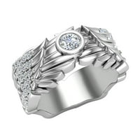 Angel Wings Vjenčani opseg za muškarce Ženski dijamantski nakit 18k bijelo zlato 0. CTW