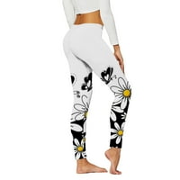 Žene Ležerne prilike uskim visokim strukom Sportske joge hlače Bee festival tiskane gamaše bijele s