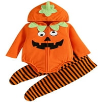 NIUER NIUER Slatka Halloween vrhovi + hlače Toddler Ležerne outfit Outfit Outfin Ispis Početna Kapuljača