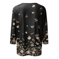 Crna cvjetna grafička ženska majica Ljeto tiskana modna radna odjeća za ženske uredske prevelike rukave