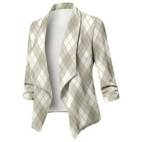 Njshnmn Blazers za žene Ženske ležerne bluže poslovni casual džepovi Radni ured Blazer jakne odijelo, sivo, l