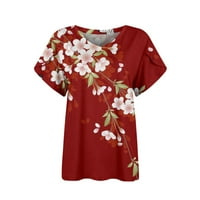 Umitay ženski V izrez Ljeto Top naleted latica za petal čipkavica V Vrat kratki rukav majica Dressy