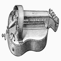 Instrument: Hurdy-gurdy. Na srednjovjekovnoj ili renesansnoj organizaciji, ili hurdy-gurdy. Graviranje linije, njemački, kraj 19. veka. Poster Print by