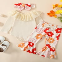 Djevojke za djecu Odjeća odjeća za djecu s dojenčadi Djevojke s dugim rukavima Romper cvijet Ispis pantalona