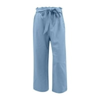 Brglopf ženske široke ležaljke hlače visokog struka podesiva kravata, labave hlače, ležerne lagane poslovne pantalone s džepovima