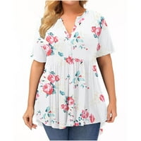 Big & Visoka bijela bluza za žene vježbanje za žene Women plus veličina labave casual majica s kratkim