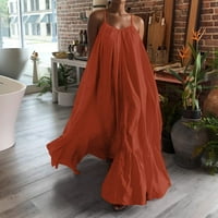 Ženska modna casual čvrsta kaiševa haljina Džepna labava letvica velika ljuljačka haljina plus maxi