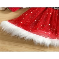 Wybzd Baby Girl Božićna haljina Santa Claus Princess Haljina dugih rukava Haljina sa trakom za glavu