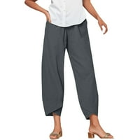 Ženske hlače Ležerne prilike ljetni džep pantnim strukom Pant Solid elastične labave pantalone za žene