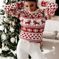 Cuhas ženske modne džempere za žene plus veličine božićni pleteni ispisani dukseri za dugih rukava za