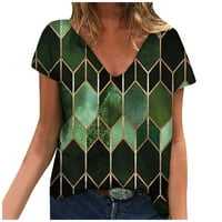 Majice kratkih rukava za žene labave ugrađene ležerne tunike Ljetni cvijet Print Comfy bluza zelena