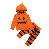 Sehao Toddler Kids Boys Girls Outfit Halloween bundeve otiske dugih rukava DukseriHirt Stripe hlače