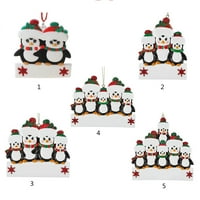 Personalizirani penguin porodični ukras za božićno stablo - sladak par pingvin sjajni santa šešir koji nosi šal tradiciju praznične zimske poklopne godine -