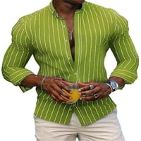 Niuer Muška majica rever na vrhu vrhova vrata sputa tunička košulja lagana dugih rukava zelena s