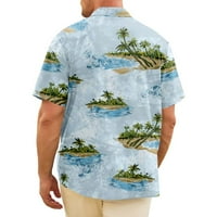 Dječaci i muškarci majice Havajske majice za muškarce, siva palma plaža casual s kratkim rukavima redovno