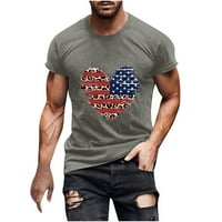 Clearice Muške košulje 4. srpnja Teers American Zastava Print Pulover kratki rukav majica Tee Majice Tamno siva 3xl