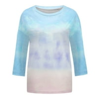 Caveitl ženske majice Ležerne prilike, modni ženski ljetni okrugli rukav za vrat Print casual izlazni bluze vrhovi nebesko plavo, xxl