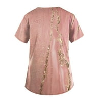Ženske vrhove bluza Žene kratki rukav ležerni tiskani tee V-izrez ljetni bluze ružičaste 5xl