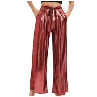 Amtdh Ženske hlače u hlačama u boji udobne jogging lagane hlače dama radna casual salonske pantalone Plaža izlaska hlače duge palaznjo pantalone toku crveno s