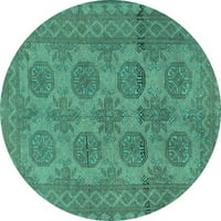 Ahgly Stroj za upotrebu u zatvorenom okruglom krugom Perzijske tirkizne plave tradicionalne prostirke,