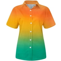 Dugme Up Košulje Žene Kratki rukav Trendi gradijentna boja Plus Veličina Ovratni vrhovi Ljetna casual