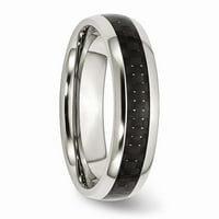 Čvrsti nehrđajući čelik crni karbonski karbonski vlakno-inlay vjenčani vezni prsten veličine 11