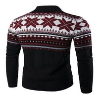 Muški božićni džemper dugme-down Blok blok dugih rukava ovratnik Knit Cardigan