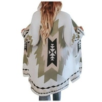 Tking Fashion Ženska moda Zimska vintage plemenska plemena Pleteni kardigan džemper za bluze TOP božićne