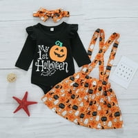 Bueautybo Toddler Kids Baby Girl Halloween suknja Set majica Pumpkin sukmenska suknja za glavu Halloween