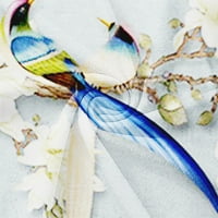 Ženski vrhovi ženske modne casual digitalni tisak sa cvijećem i pticom s kratkim rukavima s kratkim