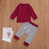 Theddlerova odjeća, okrugle vrat dugih rukava majica + zebra-pruge pantalone odijela za novorođene dječaka, 0 godina