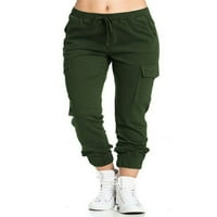 Paille žene elastične vrećaste pantalone labave sportske teretne hlače za praznike harem harem hlače dno vojske zelene m