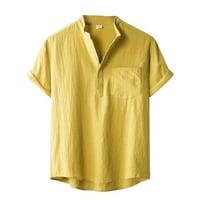 Dnevni pokloni Objavi Objmi Muški Početna Vintage Pure Color Lan Solid kratkih rukava Retro T majice