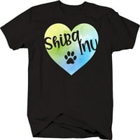 Love Shiba Inu Heart Paw Print Dog Graphic Majica Majica Mala crna