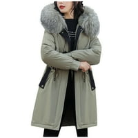 Entyinea Ženske zimske kapute dugih rukava Zip Puffer Jacket džepovi Baggy kratki kaputi zeleni l