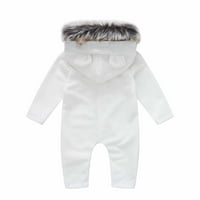 SKPABO dojenčad dječaci zimski topli sa kapuljačnim šankama s velikim vintage medvjedama gumb bodi bodysuit