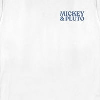 Ženski Mickey & Friends Retro Stripes Mickey & Pluton Tekst Grafički tee bijeli Veliki