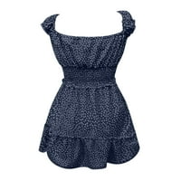Ženske ljetne haljine kratki točni naborni rukav izrez za rukav Mini haljina mini haljina sunderica