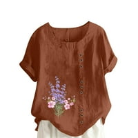 Prevelike majice za žene za žene kratki rukovi Bluze Regularne fit t majice Pulover tees vrhovi cvjetni