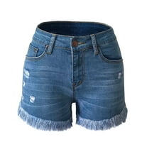 Levmjia ženske kratke hlače plus veličina zazor ljeto rastegnuti traper kratke hlače s visokim strukom s džepom hlače sa džepovima