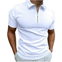 Muška majica čišćenje muškaraca casual solid patwdown pulover patchwork patentne bluze s kratkim rukavima