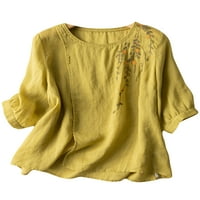 LUMENTO DA LAME LASE LOUSAC majica casual rukav majica Vintage cvjetni vez pulover žuti l