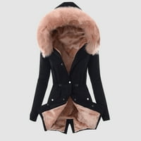 Outfmvch duksevi za žene plus veličina zimski kaput reverska ovratnica vintage zgušnjava kaput jakna